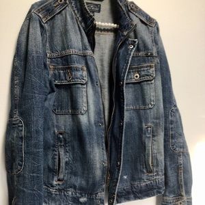 Lucky Brand Moto Jean Denim Jacket Size L Large
